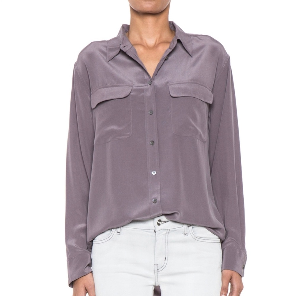 NWT Equipment Silk Signature Blouse in Shark sz XS